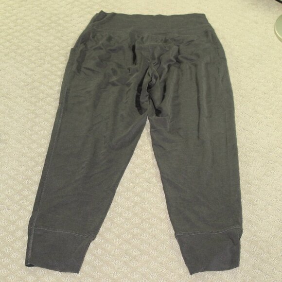 Fabletics Eco Sleek Knit Drawstring Ankle Pants XS Fold Over Waist Dark Gray - Picture 2 of 6